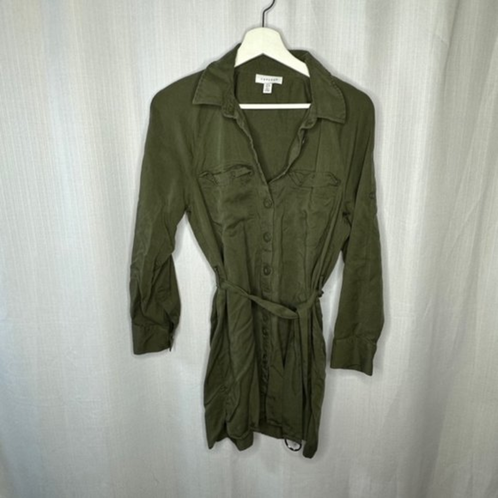Topshop Olive Freen Utility‎ Shirt Mini Dress